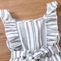 Toddler Girl Ruffled Stripe Belted Sleeveless Rompers Multi-color