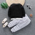 2pcs Toddler Boy Trendy Faux-two Pocket Design Sweatshirt and Letter Print Pants Set Black