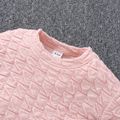 2pcs Toddler Girl Textured Back Bowknot Design Pink Sweatshirt anf Elasticized Pants Set Pink image 3