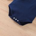 Baby Boy 95% Cotton Long-sleeve Contrast Collar Sailboat Embroidered Romper Dark Blue