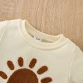 2pcs Baby Boy/Girl Long-sleeve Sun Graphic Pullover and Pants Set Apricot image 4