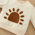 2pcs Baby Boy/Girl Long-sleeve Sun Graphic Pullover and Pants Set Apricot image 5