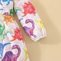 2pcs Baby Girl Allover Colorful Dinosaur Print Long-sleeve Jumpsuit with Headband Set Multi-color image 4