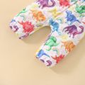 2pcs Baby Girl Allover Colorful Dinosaur Print Long-sleeve Jumpsuit with Headband Set Multi-color