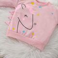 2pcs Toddler Girl Playful Unicorn Print Sweatshirt and Elasticized Pants Set Pink image 4