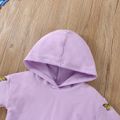 2pcs Toddler Girl Sweet Ripped Denim Jeans and Butterfly Print Hoodie Sweatshirt Set Purple image 3