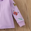 2pcs Toddler Girl Sweet Ripped Denim Jeans and Butterfly Print Hoodie Sweatshirt Set Purple image 4