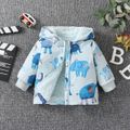 Baby Girl Allover Elephant Print Hooded Thermal Fleece Lined Coat Blue image 2