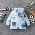 Baby Girl Allover Elephant Print Hooded Thermal Fleece Lined Coat Blue image 3