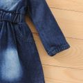 Baby Girl Button Front Blue Denim Long-sleeve Dress Blue image 5