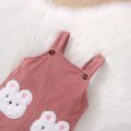 Baby Girl Rabbit Embroidered Pink Corduroy Overalls Pink image 3