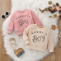 Baby Boy/Girl Letter Print Long-sleeve Pullover Sweatshirt Apricot image 2
