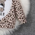 2pcs Toddler Girl Trendy Leopard Print Sweatshirt and Splice Pants Set Brown image 5