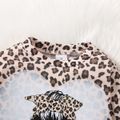2pcs Toddler Girl Trendy Leopard Print Sweatshirt and Splice Pants Set Brown image 3