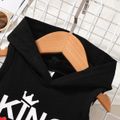 Mother's Day 2pcs Baby Boy Letter Print Hooded Tank Top & Ripped Shorts Set Black image 4