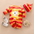 100% Cotton Lion and Stripe Print Long-sleeve Baby Set Orange