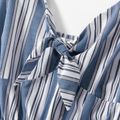 100% Cotton Striped Sling Matching Jumpsuits Bluish Grey