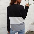 Snappy Color Block Front Knot Long-sleeve Top Black