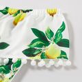 Mommy and Me Lemon Print One-shoulder Rompers White