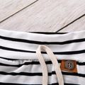 100% Cotton 3pcs Stripe and Feather Print Long-sleeve Baby Set Black/White image 3