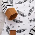 100% Cotton 3pcs Stripe and Feather Print Long-sleeve Baby Set Black/White image 2