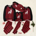 Christmas Deer Print Plaid Design Family Matching Pajamas Sets (Flame Resistant) Red