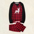 Christmas Deer Print Plaid Design Family Matching Pajamas Sets (Flame Resistant) Red