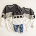 Classic Star Print Colorblock Family Matching Sweatshirts(Without Pants) Color block