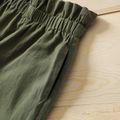 2-piece Toddler Girl Doll Collar Cactus Print Long-sleeve Top and Paperbag Pants Set Army green