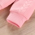 2pcs Toddler Girl Bear Embroidered Cable Knit Textured Pullover Sweatshirt and Pants Set Pink