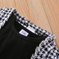 طقم فستان أطفال من قطعتين كارديجان منقوش بأكمام طويلة مع فستان شبكي توتو أسود / أبيض image 2