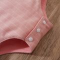 2pcs Baby Girl Striped Sleeveless Bowknot Romper Set Pink