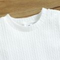 2pcs Baby Boy/Girl 95% Cotton Short-sleeve Solid Cable Knit Tee and Shorts Set White image 5