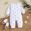 Mother's Day Baby Boy/Girl 95% Cotton Long-sleeve Love Heart Letter Print Stars/Striped Jumpsuit White image 5