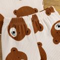 2pcs Baby Boy/Girl 95% Cotton Ribbed Short-sleeve All Over Cartoon Bear Print Top and Shorts Set Ginger