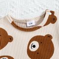 2pcs Baby Boy/Girl 95% Cotton Ribbed Short-sleeve All Over Cartoon Bear Print Top and Shorts Set Ginger image 2