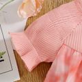 2pcs Baby Girl 95% Cotton Ribbed Short-sleeve Tie Dye Bowknot Romper with Headband Set Pink image 4