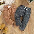 pantalon bébé garçon/fille 95% coton chiné taille élastiquée Marron image 2