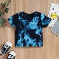 Baby Boy 95% Cotton Short-sleeve Dinosaur and Letter Print T-shirt Dark Blue