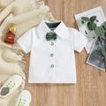 Baby Boy Short-sleeve Party Outfit Gentle Bow Tie Shirt and Suspender Shorts Set White image 4