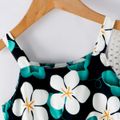 3pcs Toddler Girl Floral Print Lace Design Camisole & Shorts and Straw Hat Set Green