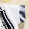 2pcs Baby Boy Anchor Embroidered Short-sleeve Romper and Striped Suspender Shorts Set White