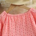 Toddler Girl Hollow out Off Shoulder Long-sleeve Pink Blouse Pink