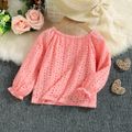 Toddler Girl Hollow out Off Shoulder Long-sleeve Pink Blouse Pink