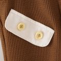 2pcs Toddler Boy Pocket Design Waffle Pullover Sweatshirt and Elasticized Pants Set Brown image 2