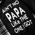 2pcs Baby Boy Letter Print Long-sleeve Plaid Spliced Sweatshirt and Sweatpants Set Black image 5