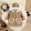 Baby Boy Bear Ears Hooded Long-sleeve Zipper Thermal Fleece Coat Khaki image 3