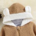 Baby Boy Bear Ears Hooded Long-sleeve Zipper Thermal Fleece Coat Khaki image 4