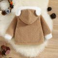 Baby Boy Bear Ears Hooded Long-sleeve Zipper Thermal Fleece Coat Khaki image 2