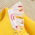 2pcs Baby Girl 95% Cotton Long-sleeve Rib Knit Spliced Animal Print Ruffle Trim Pretty with Headband Set Yellow